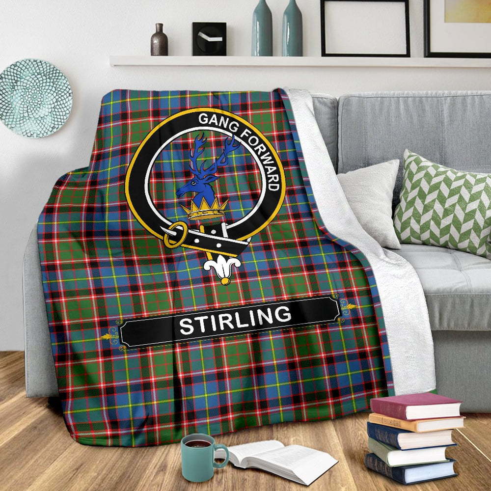Clan Stirling (of Cadder-Present Chief) Family Tartan Crest Blanket 3 Sizes FQ79 Clan Stirling Tartan Today   