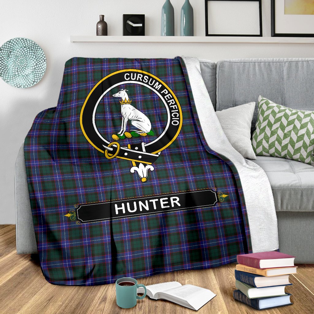 Clan Hunter Tartan Crest Blanket 3 Sizes RQ84 Clan Hunter Tartan Today   