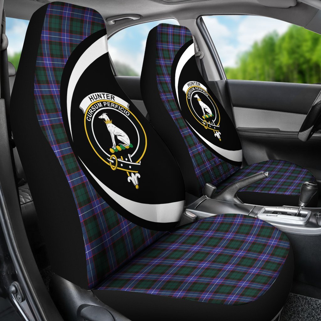 Clan Hunter Modern Tartan Crest Circle Car Seat Cover OB14 Clan Hunter Tartan Today   