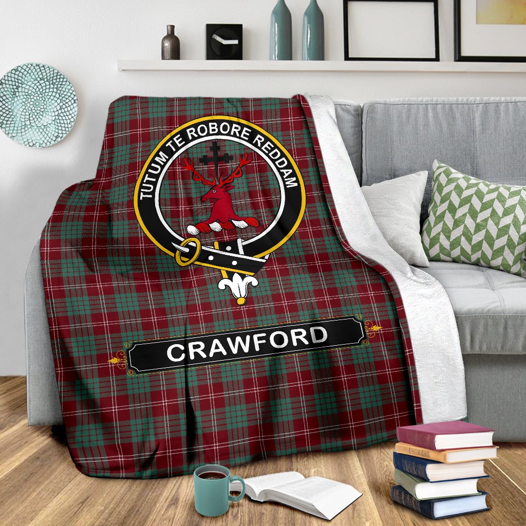 Clan Crawford Tartan Crest Blanket 3 Sizes WV52 Clan Crawford Tartan Today   