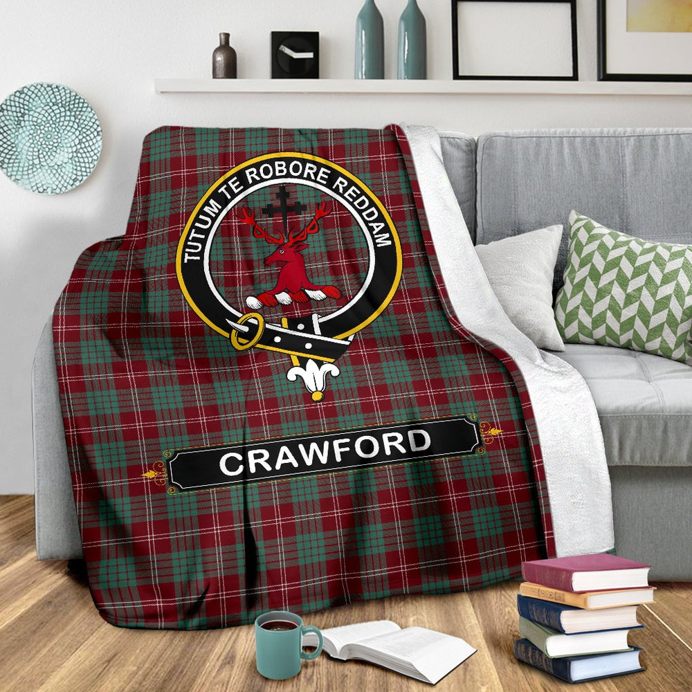 Clan Crawford Tartan Crest Blanket 3 Sizes WV52 Clan Crawford Tartan Today   
