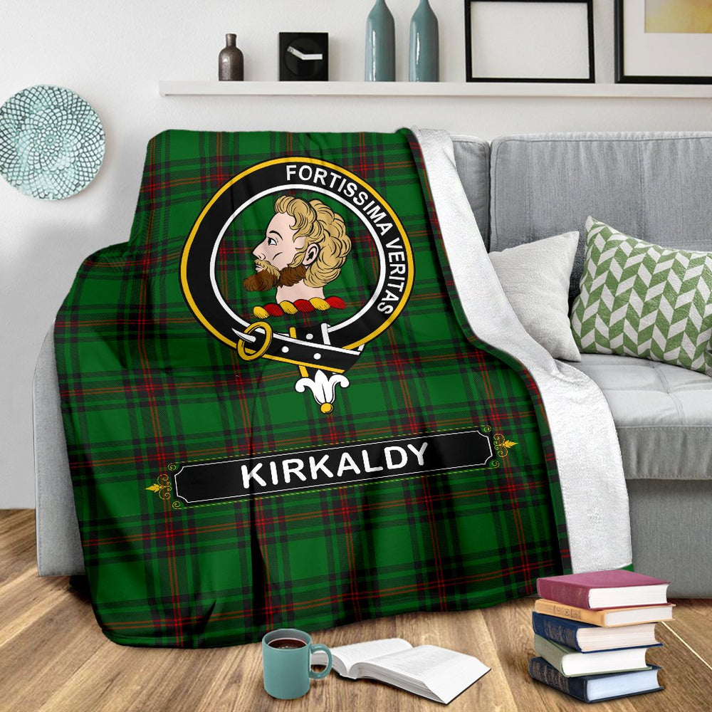 Clan Kirkaldy Family Tartan Crest Blanket 3 Sizes FF23 Clan Kirk Tartan Today   