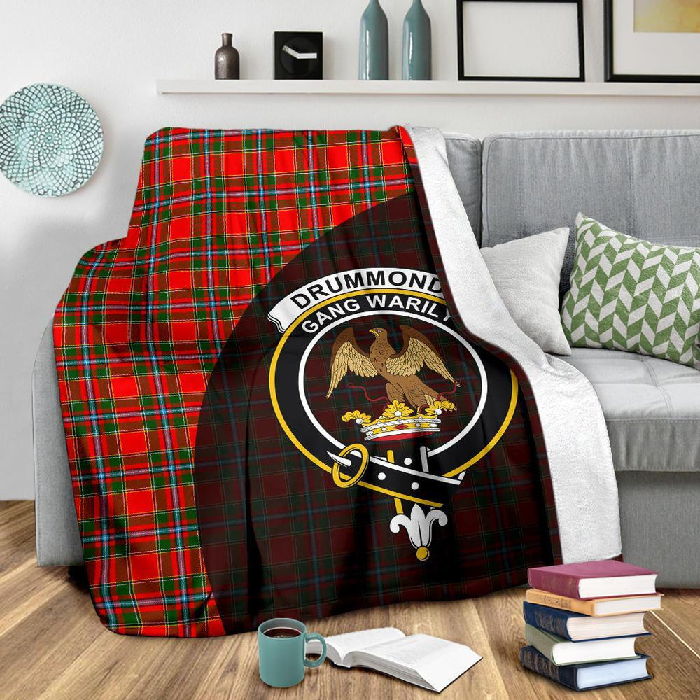 Clan Drummond of Perth Tartan Crest Blanket Wave Style AI34 Clan Drummond Tartan Today   