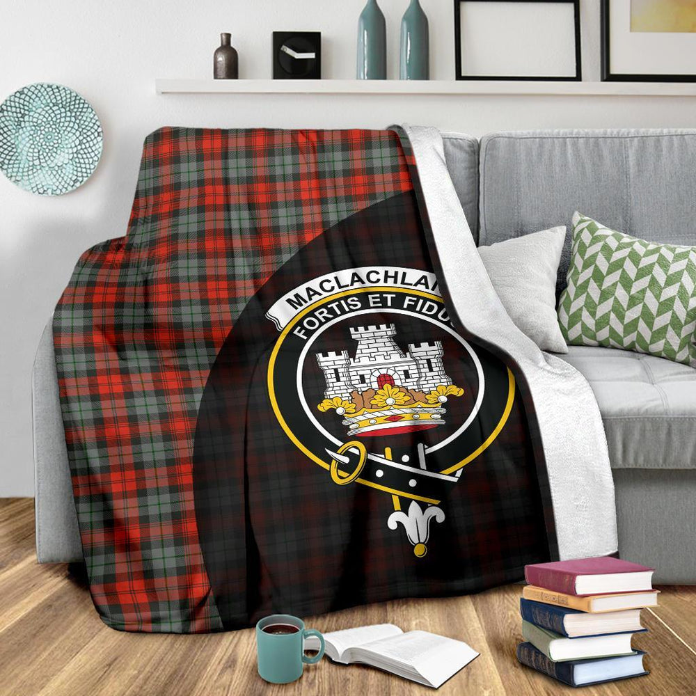 Clan MacLachlan Weathered Tartan Crest Blanket Wave Style QA26 Clan Hall Tartan Today   