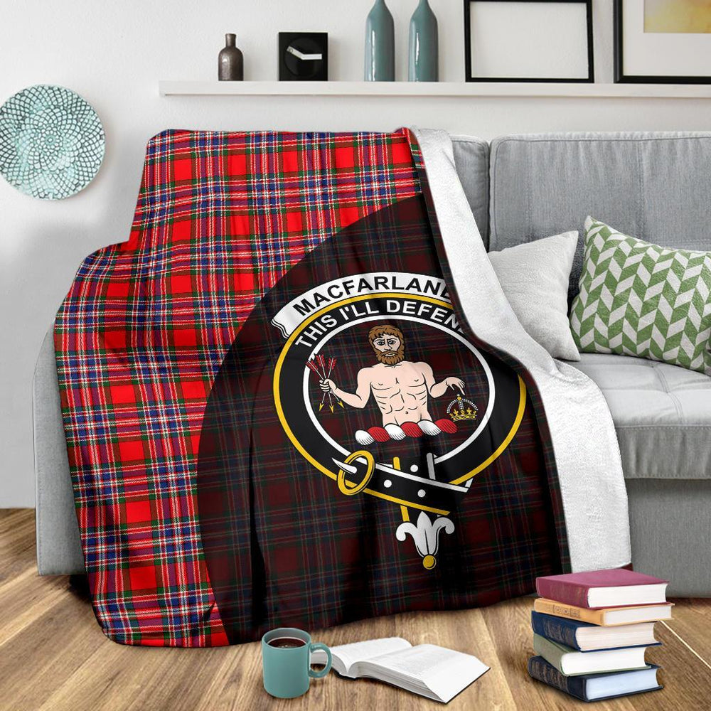Clan MacFarlane Modern Tartan Crest Blanket Wave Style TB78 Clan MacFarlane Tartan Today   