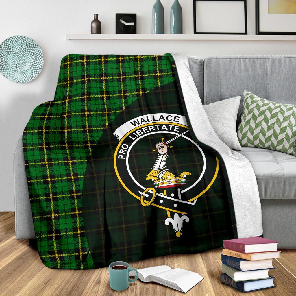 Clan Wallace Hunting Green Tartan Crest Blanket Wave Style GX33 Clan Wallace Tartan Today   