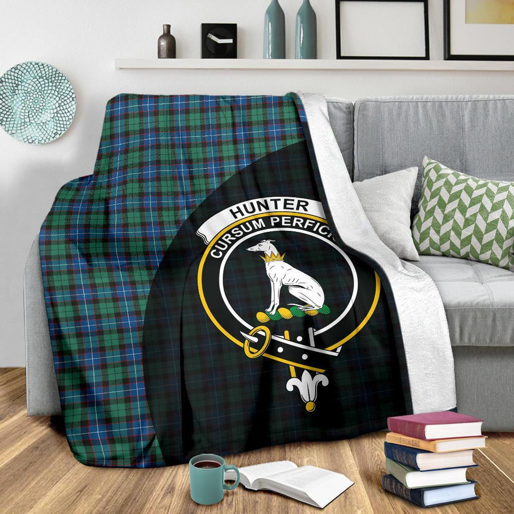 Clan Hunter Ancient Tartan Crest Blanket Wave Style RK44 Clan Hunter Tartan Today   