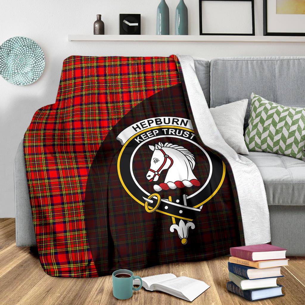 Clan Hepburn Tartan Crest Blanket Wave Style PW20 Clan Hepburn Tartan Today   