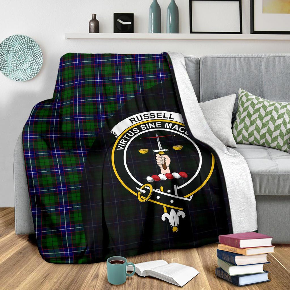 Clan Russell Modern Tartan Crest Blanket Wave Style VH79 Clan Russell Tartan Today   