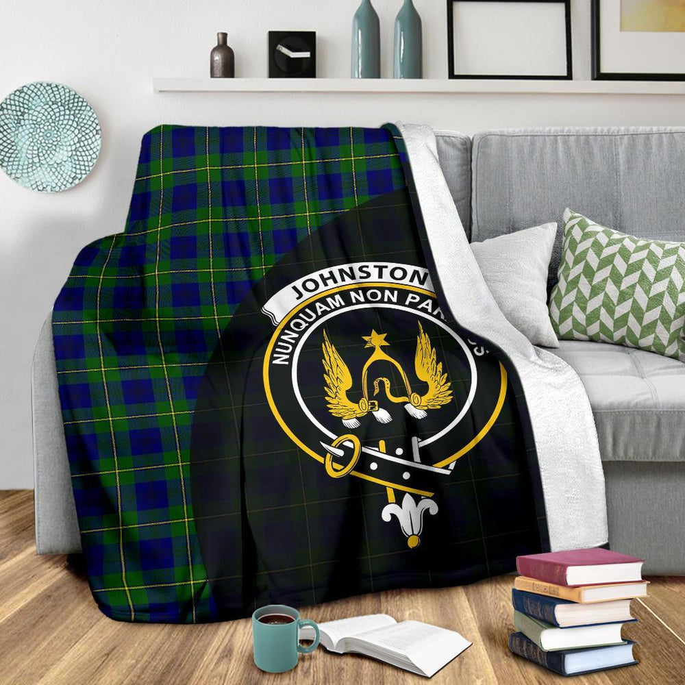 Clan Johnston Modern Tartan Crest Blanket Wave Style GG38 Clan Johnston Tartan Today   