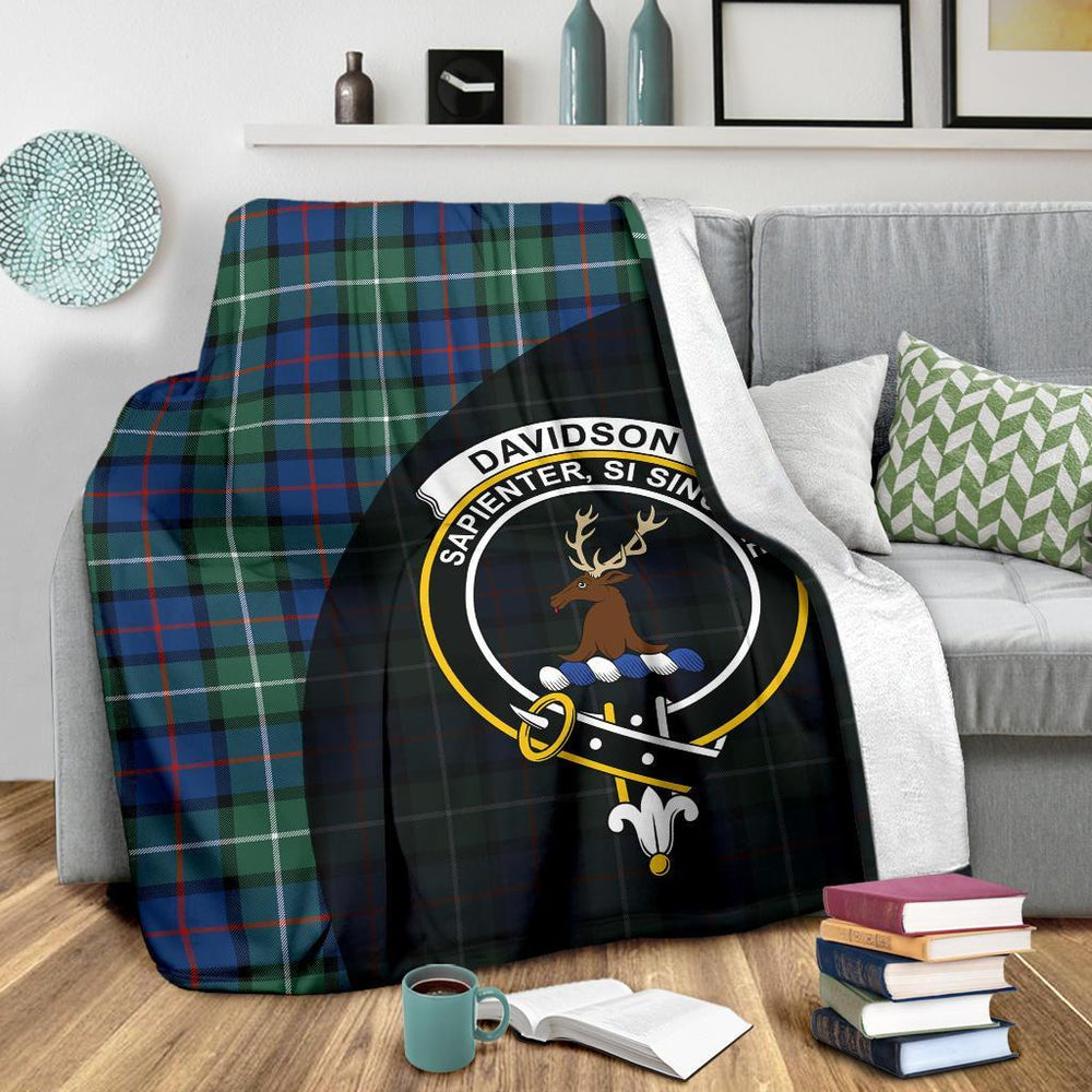 Clan Davidson of Tulloch Tartan Crest Blanket Wave Style LC59 Clan Davidson Tartan Today   