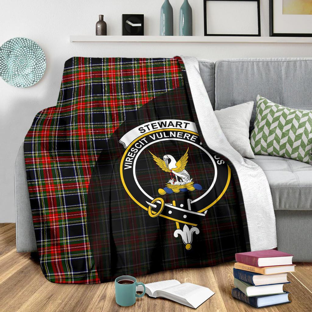 Clan Stewart Black  Tartan Crest Blanket Wave Style MK78 Clan Stewart Tartan Today   