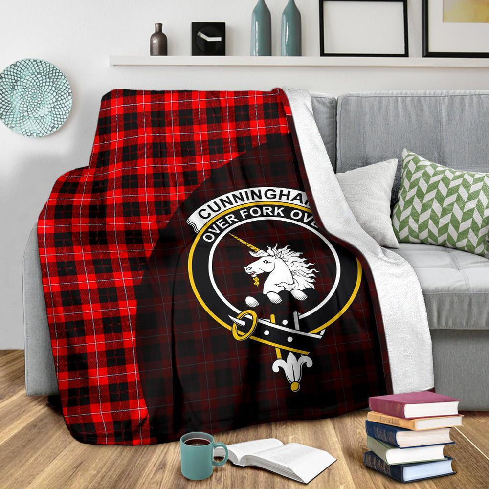 Clan Cunningham Modern Tartan Crest Blanket Wave Style BB81 Clan Cunningham Tartan Today   