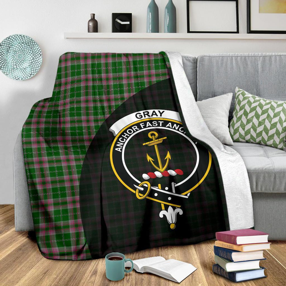 Clan Gray Hunting Tartan Crest Blanket Wave Style RD43 Clan Gray Tartan Today   