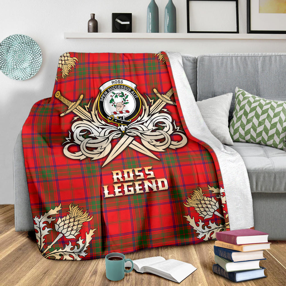 Clan Ross Modern Tartan Gold Courage Symbol Blanket  SPMR79 Clan Ross Tartan Today   