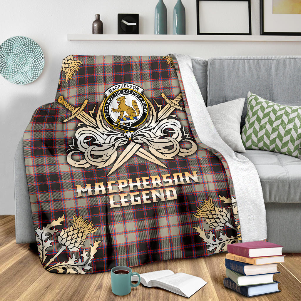 Clan MacPherson Hunting Ancient Tartan Gold Courage Symbol Blanket  SPTU97 Clan MacPherson Tartan Today   