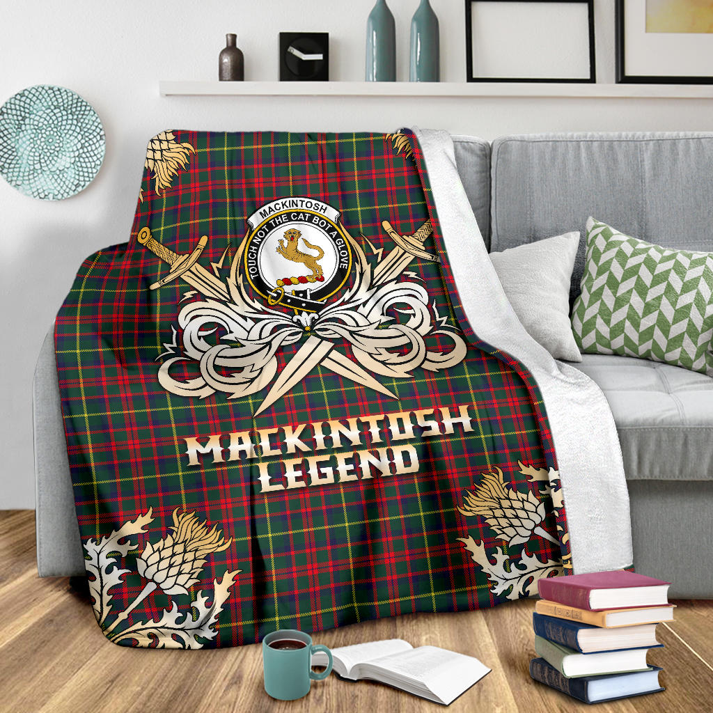 Clan MacKintosh Hunting Modern Tartan Gold Courage Symbol Blanket  SPDI74 Clan MacKintosh / MacIntosh Tartan Today   