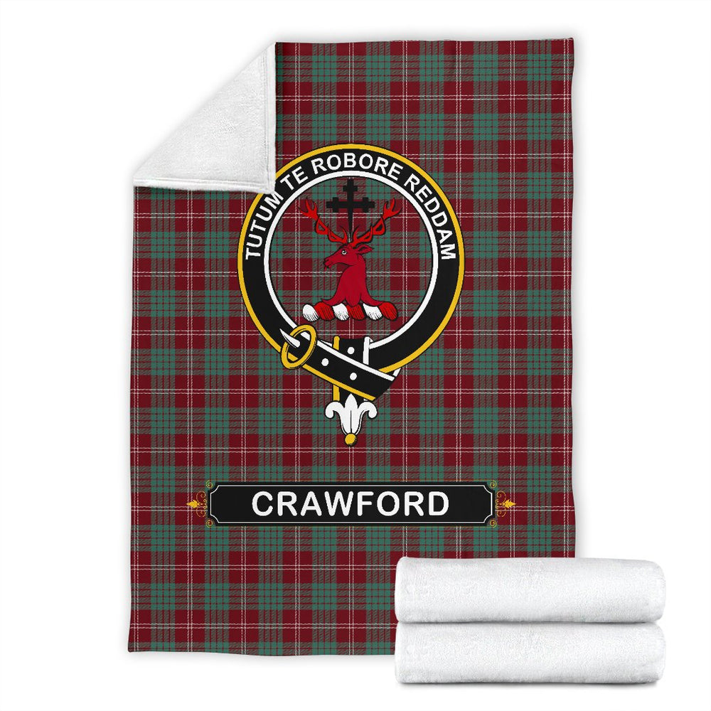 Clan Crawford Tartan Crest Blanket 3 Sizes WV52 Clan Crawford Tartan Today   