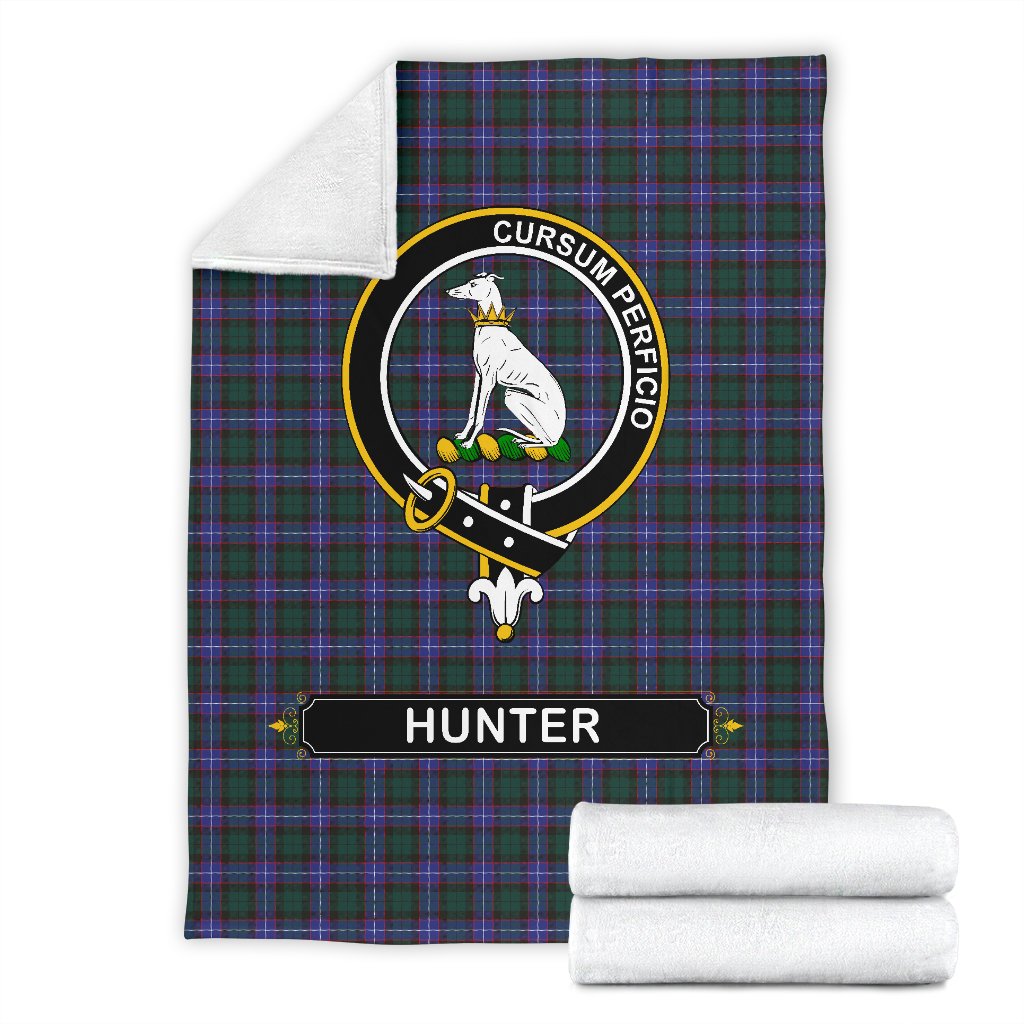 Clan Hunter Tartan Crest Blanket 3 Sizes RQ84 Clan Hunter Tartan Today   