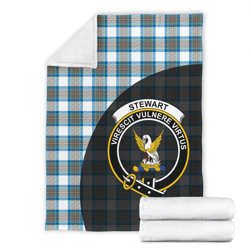 Clan Stewart Muted Blue Tartan Crest Blanket 3 Sizes LG68 Clan Stewart Tartan Today   