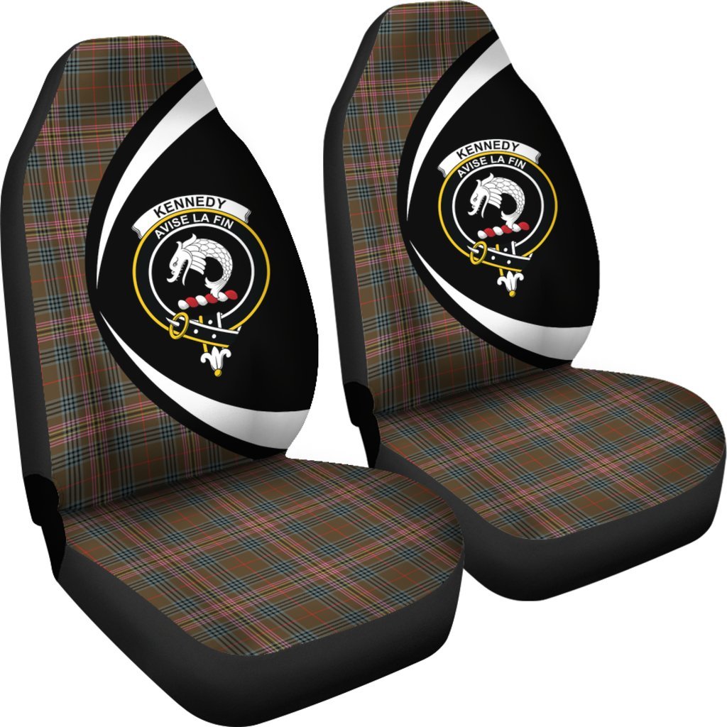 Clan Kennedy Weathered Tartan Crest Circle Car Seat Cover KY43 Clan Kennedy Tartan Today   