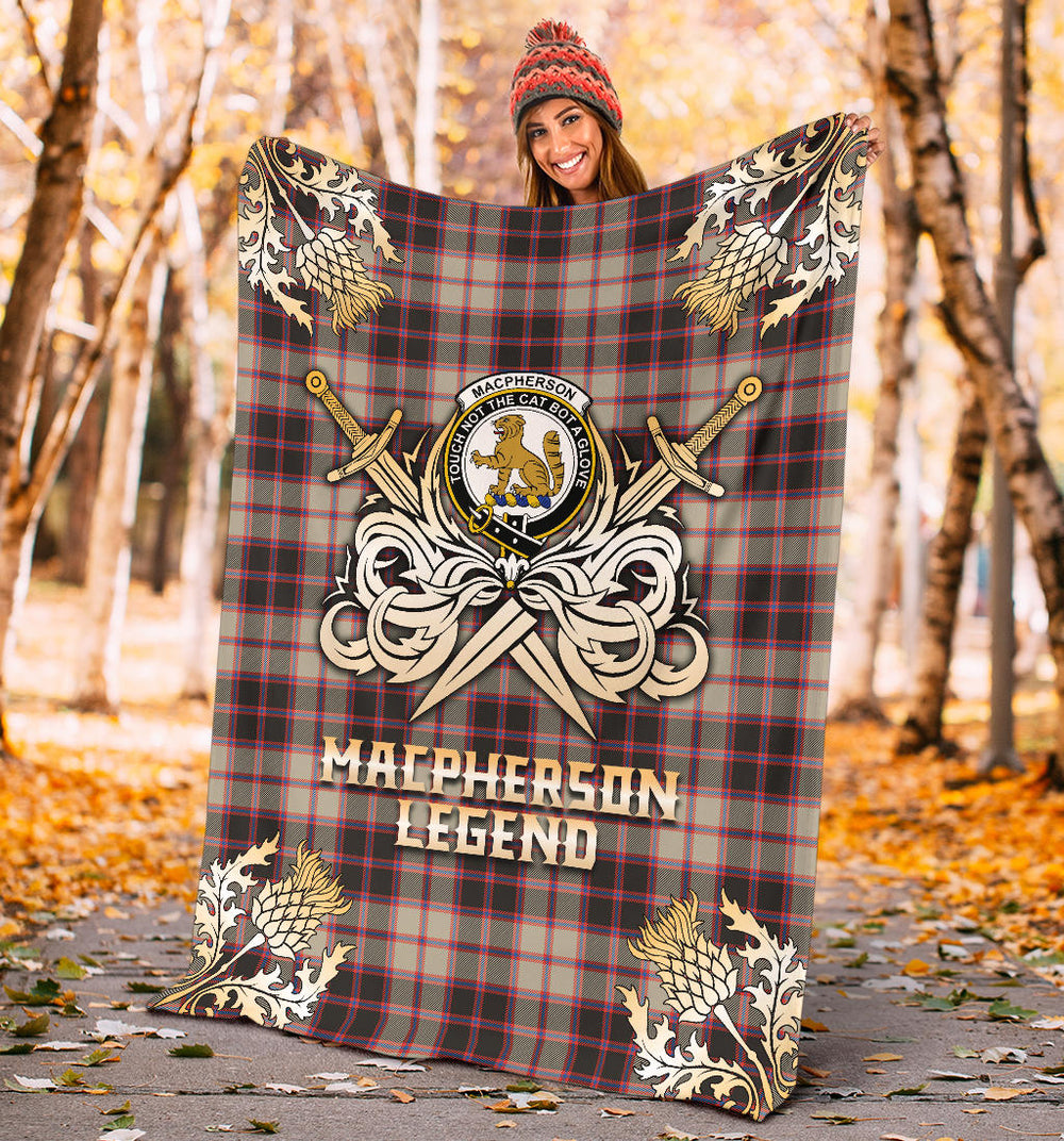 Clan MacPherson Hunting Ancient Tartan Gold Courage Symbol Blanket  SPTU97 Clan MacPherson Tartan Today   