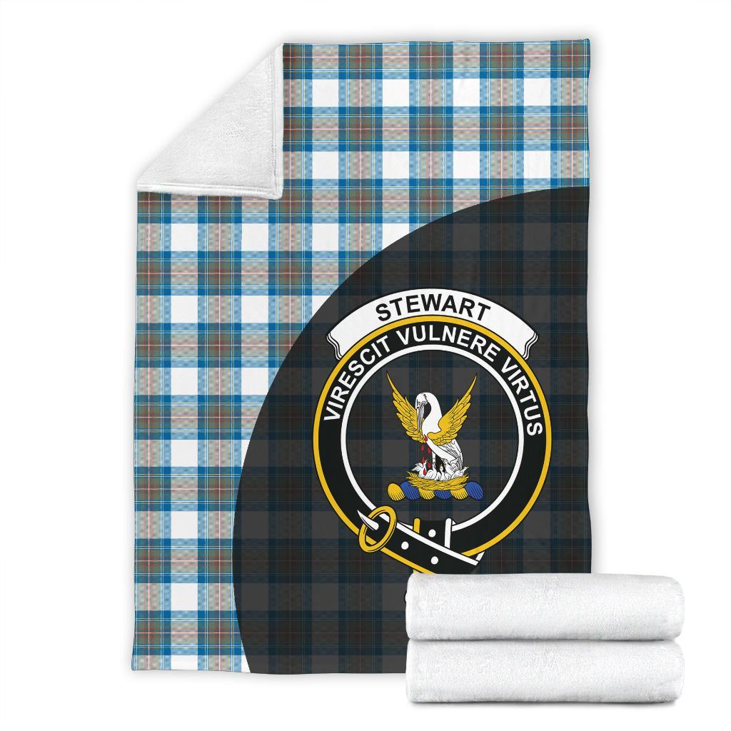 Clan Stewart Muted Blue Tartan Crest Blanket Wave Style QE41 Clan Stewart Tartan Today   