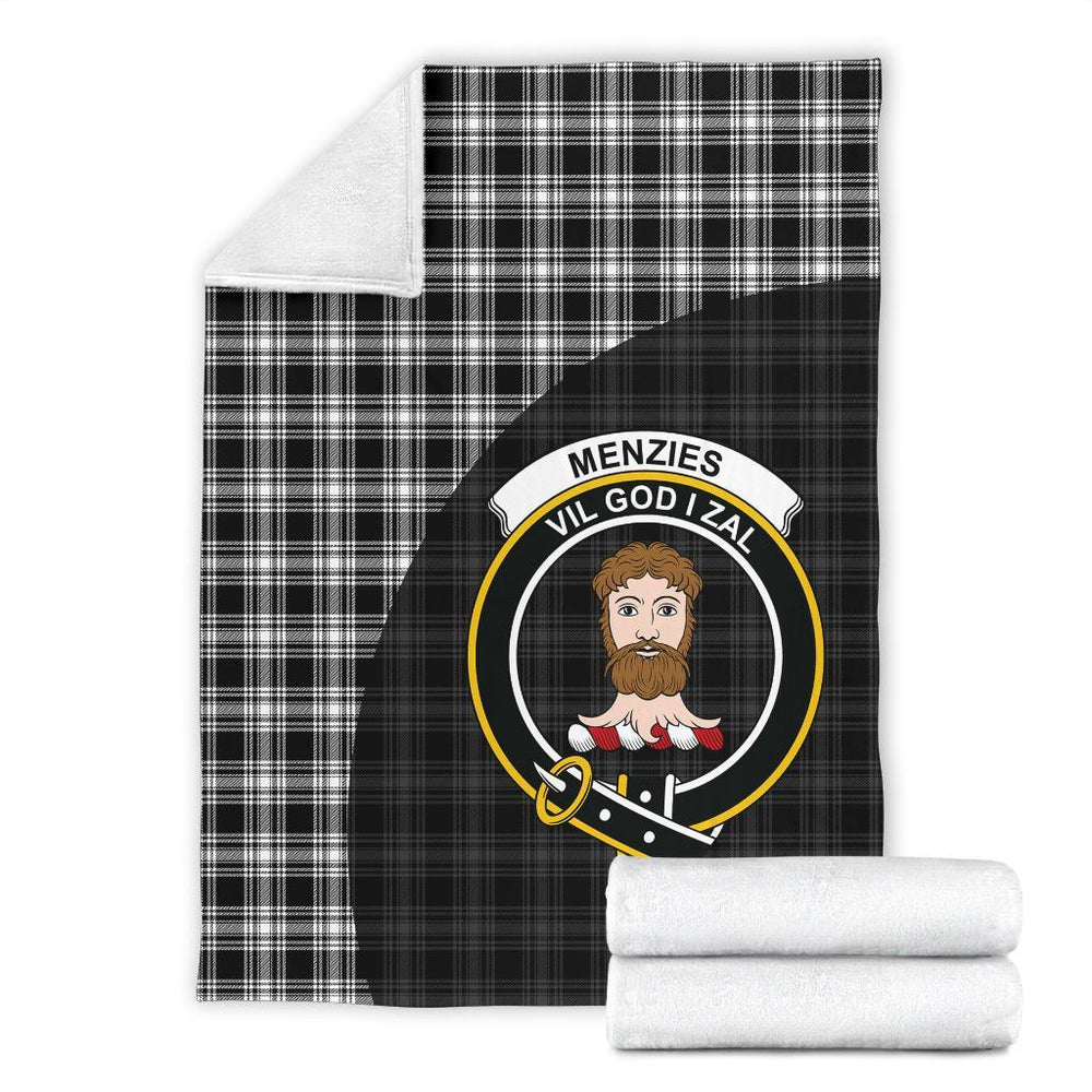 Clan Menzies Black  & White Modern Tartan Crest Blanket Wave Style QZ30 Clan Menzies Tartan Today   