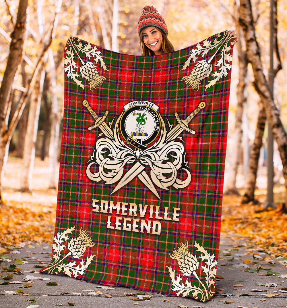 Clan Somerville Modern Tartan Gold Courage Symbol Blanket  SPQD12 Clan Somerville Tartan Today   