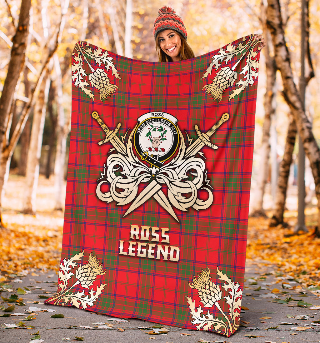 Clan Ross Modern Tartan Gold Courage Symbol Blanket  SPMR79 Clan Ross Tartan Today   