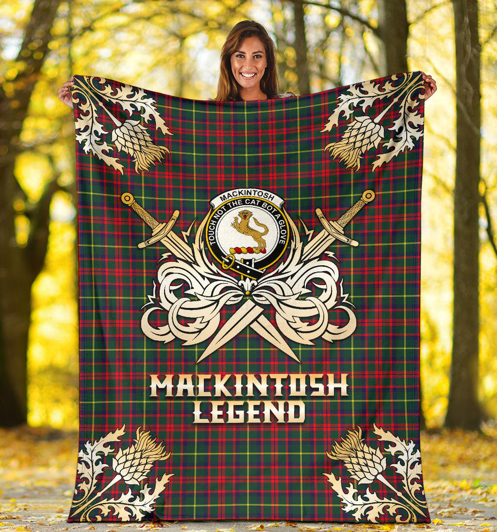 Clan MacKintosh Hunting Modern Tartan Gold Courage Symbol Blanket  SPDI74 Clan MacKintosh / MacIntosh Tartan Today   