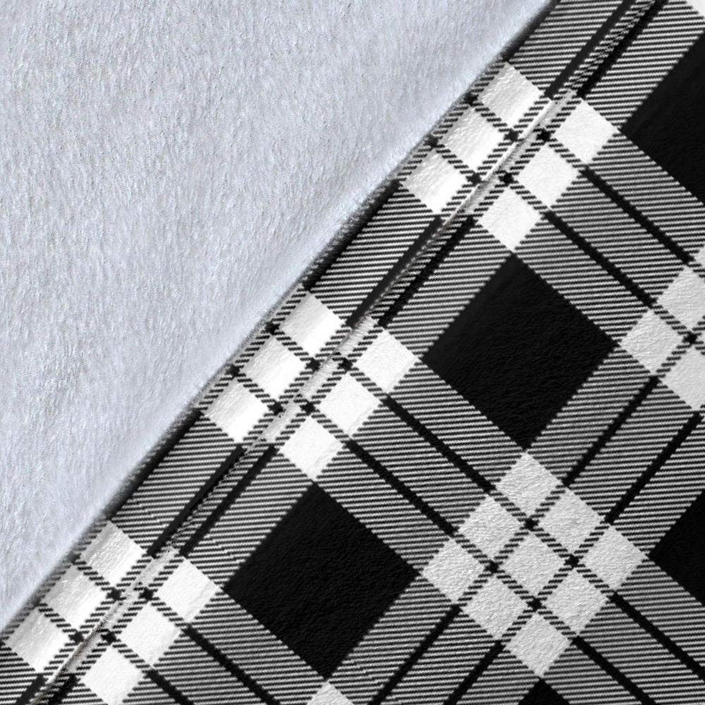 Clan MacFarlane Black  & White Tartan Crest Blanket Wave Style BN76 Clan MacFarlane Tartan Today   