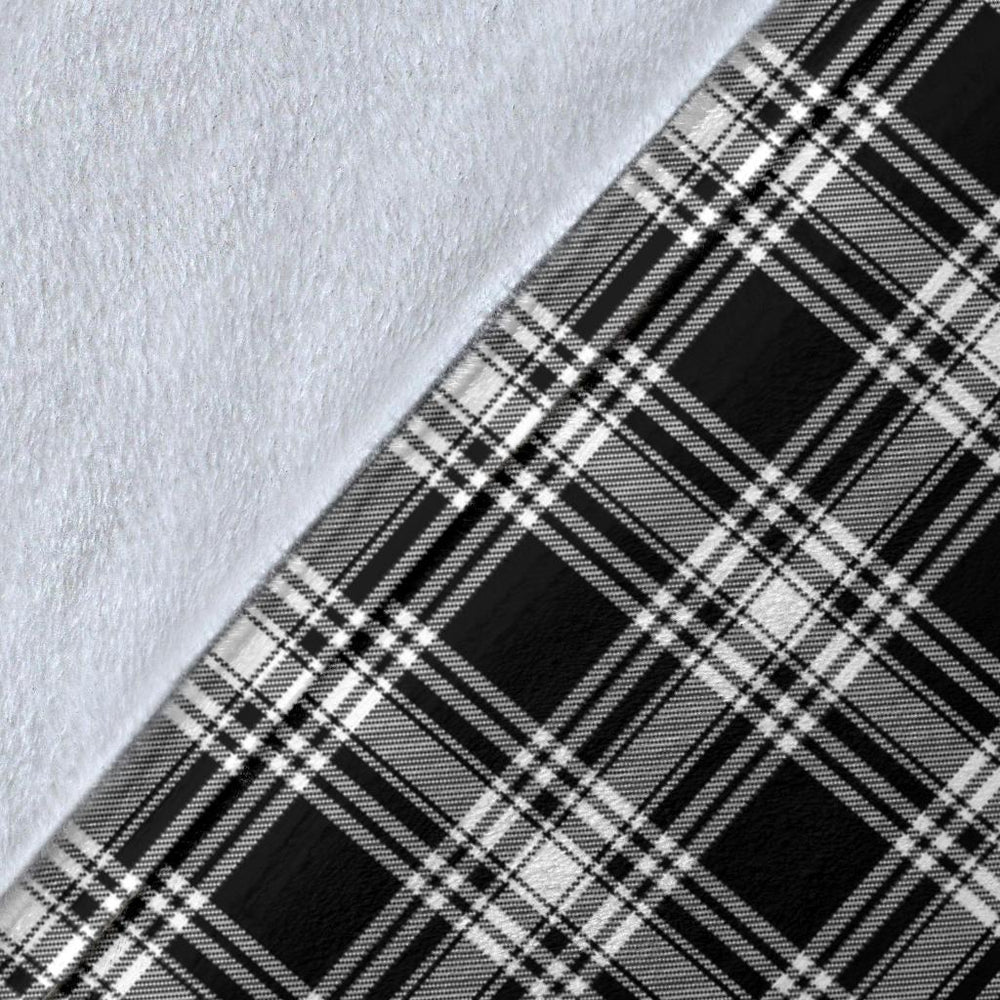 Clan Menzies Black  & White Modern Tartan Crest Blanket Wave Style QZ30 Clan Menzies Tartan Today   