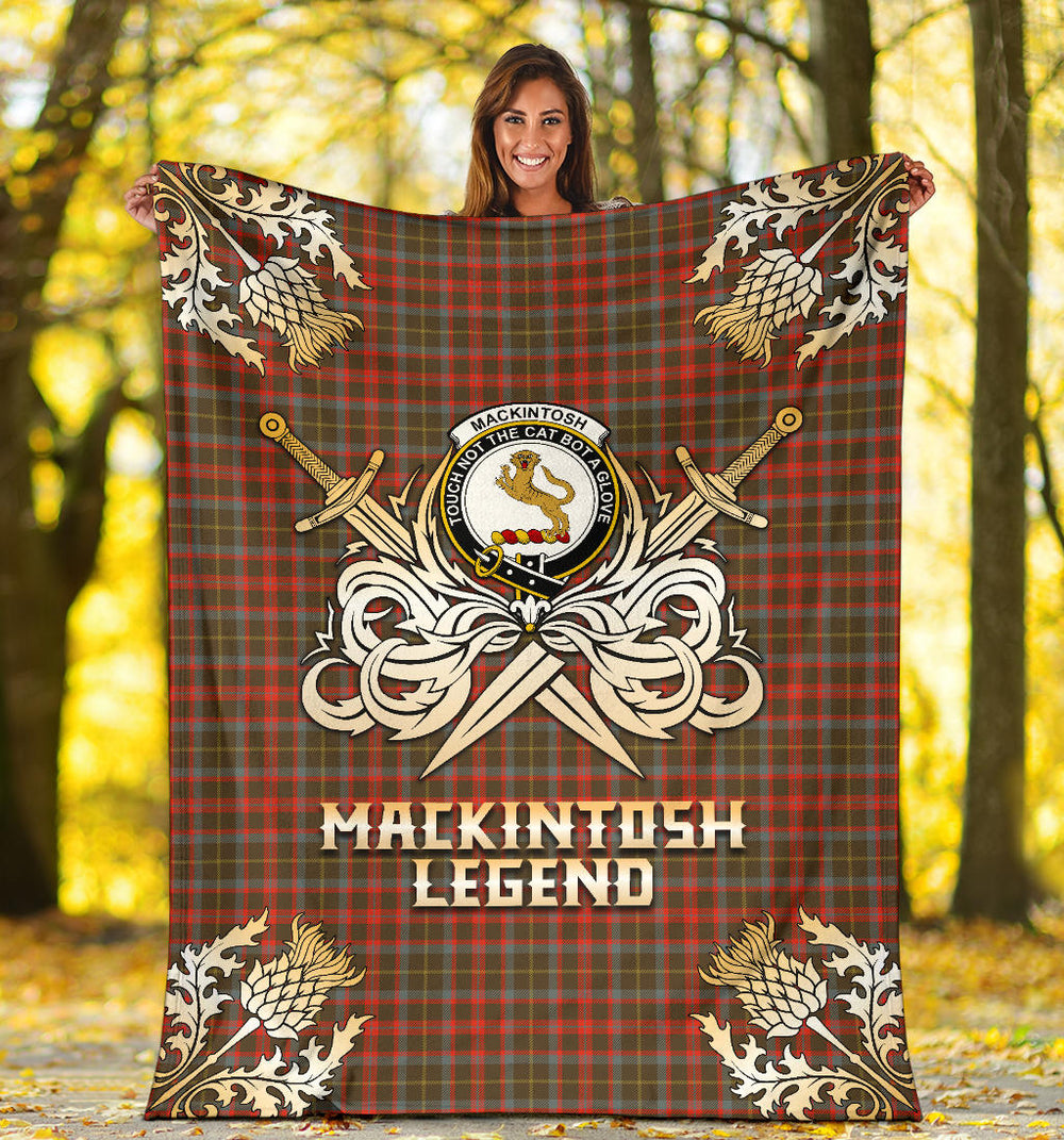 Clan MacKintosh Hunting Weathered Tartan Gold Courage Symbol Blanket  SPAE39 Clan MacKintosh / MacIntosh Tartan Today   