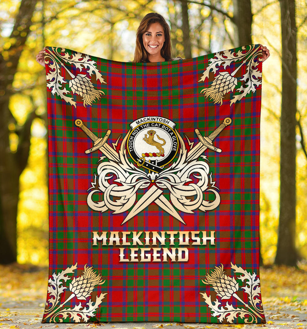 Clan MacKintosh Modern Tartan Gold Courage Symbol Blanket  SPNX71 Clan MacKintosh / MacIntosh Tartan Today   
