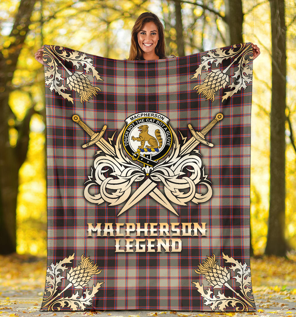 Clan MacPherson Hunting Ancient Tartan Gold Courage Symbol Blanket  SPTU97 Clan MacPherson Tartan Today   