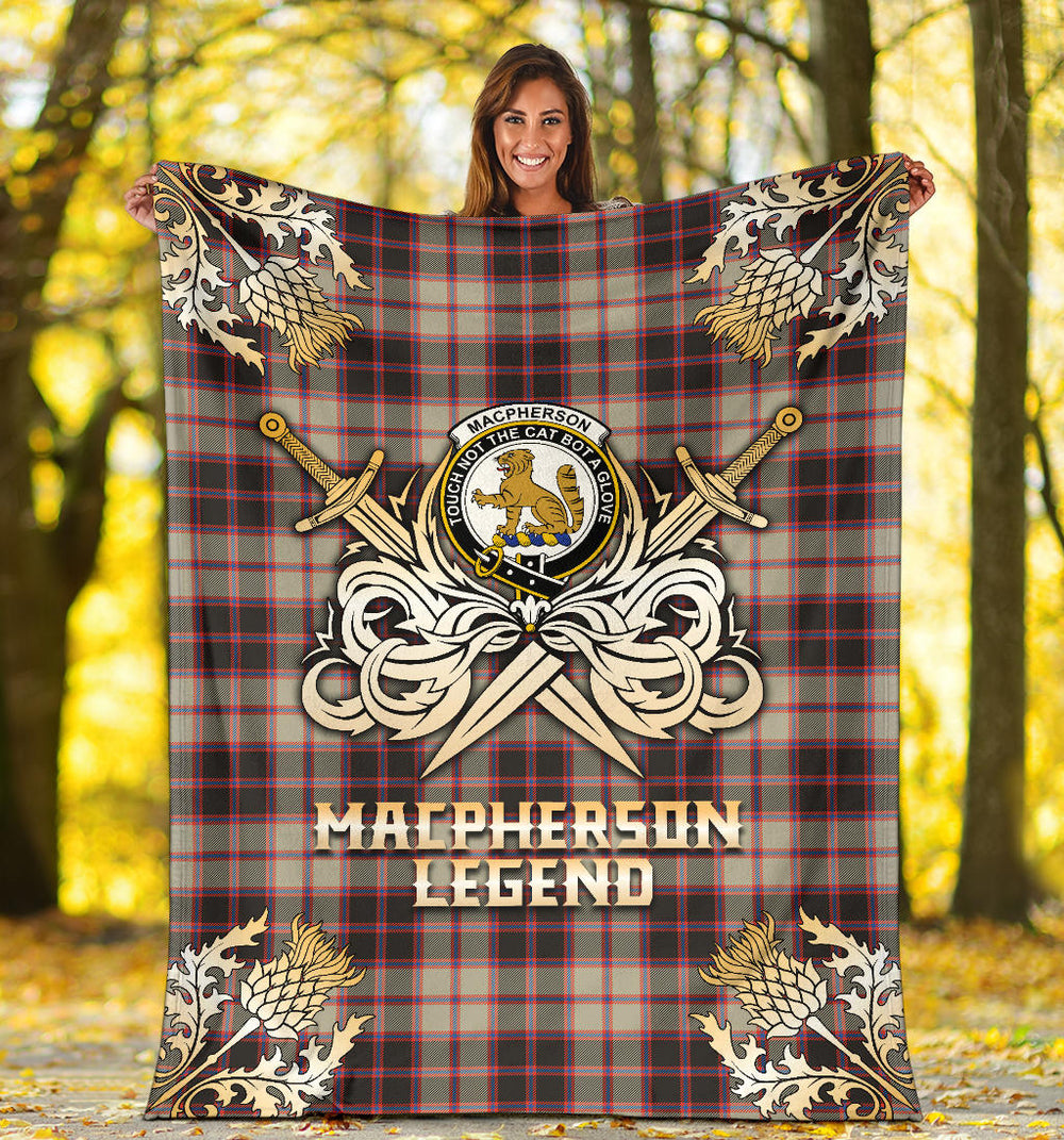 Clan MacPherson Hunting Ancient Tartan Gold Courage Symbol Blanket  SPTU97 Clan MacPherson Tartan Today   