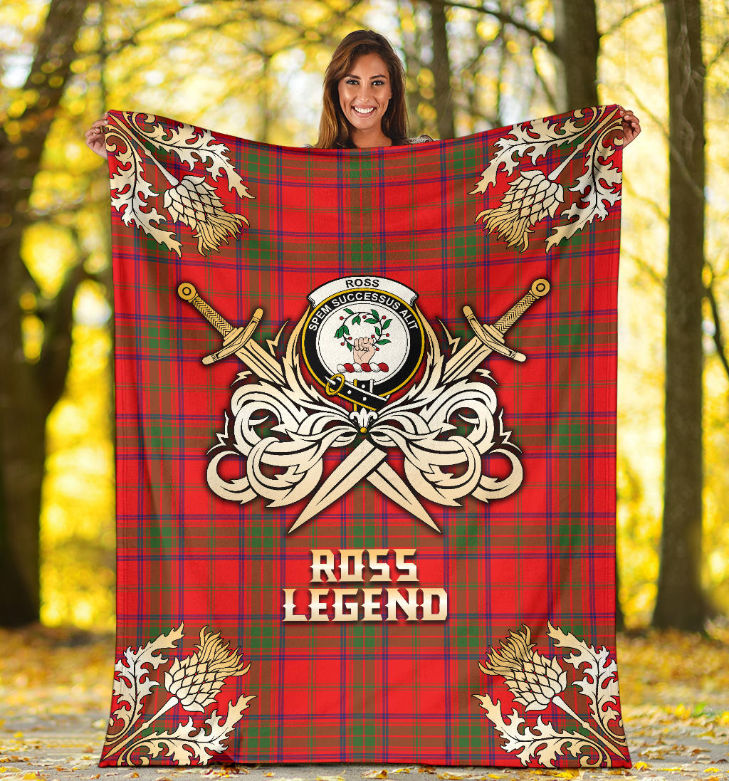 Clan Ross Modern Tartan Gold Courage Symbol Blanket  SPMR79 Clan Ross Tartan Today   