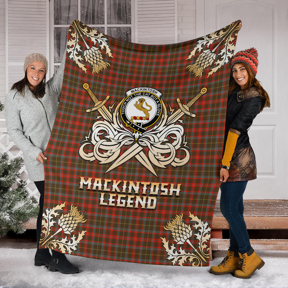 Clan MacKintosh Hunting Weathered Tartan Gold Courage Symbol Blanket  SPAE39 Clan MacKintosh / MacIntosh Tartan Today   