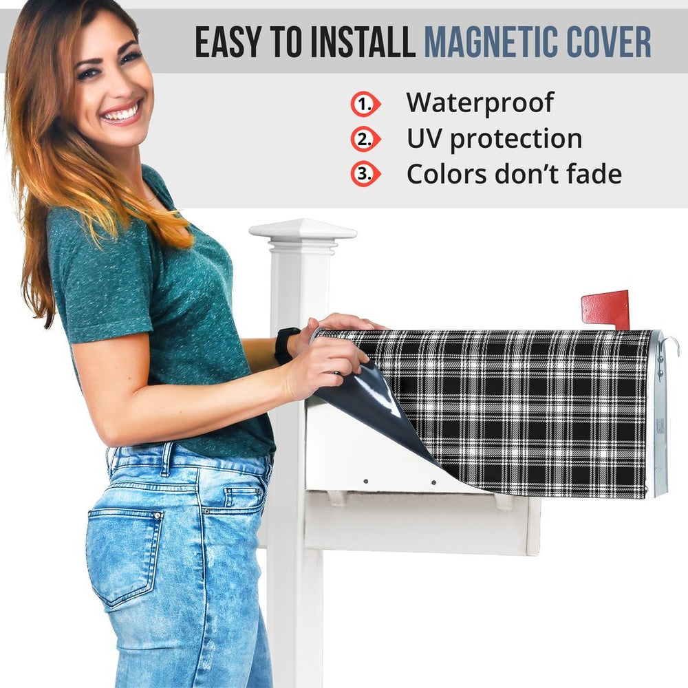 Clan Menzies Black & White Modern Tartan Mailbox ES68 Clan Menzies Tartan Today   