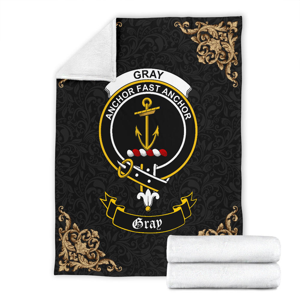 Clan Gray Crest Tartan Premium Blanket Black  SPVD66 Clan Gray Tartan Today   