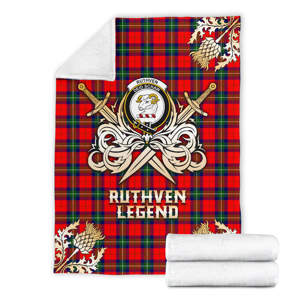 Ruthven Modern Gold Courage Symbol Blanket  SPXA44 Clan Ruthven Tartan Today   