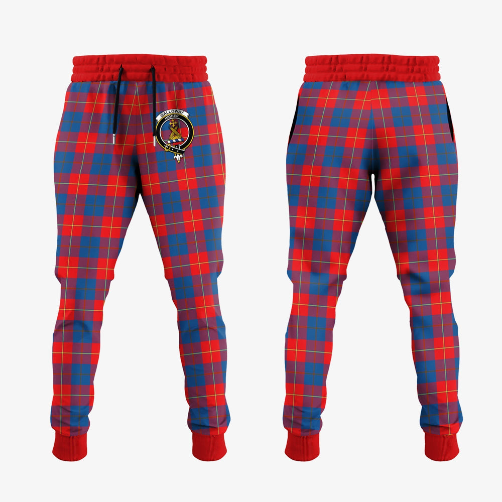 Clan Galloway Red Tartan Crest Jogger Sweatpants MY22 Clan Galloway Tartan Today   