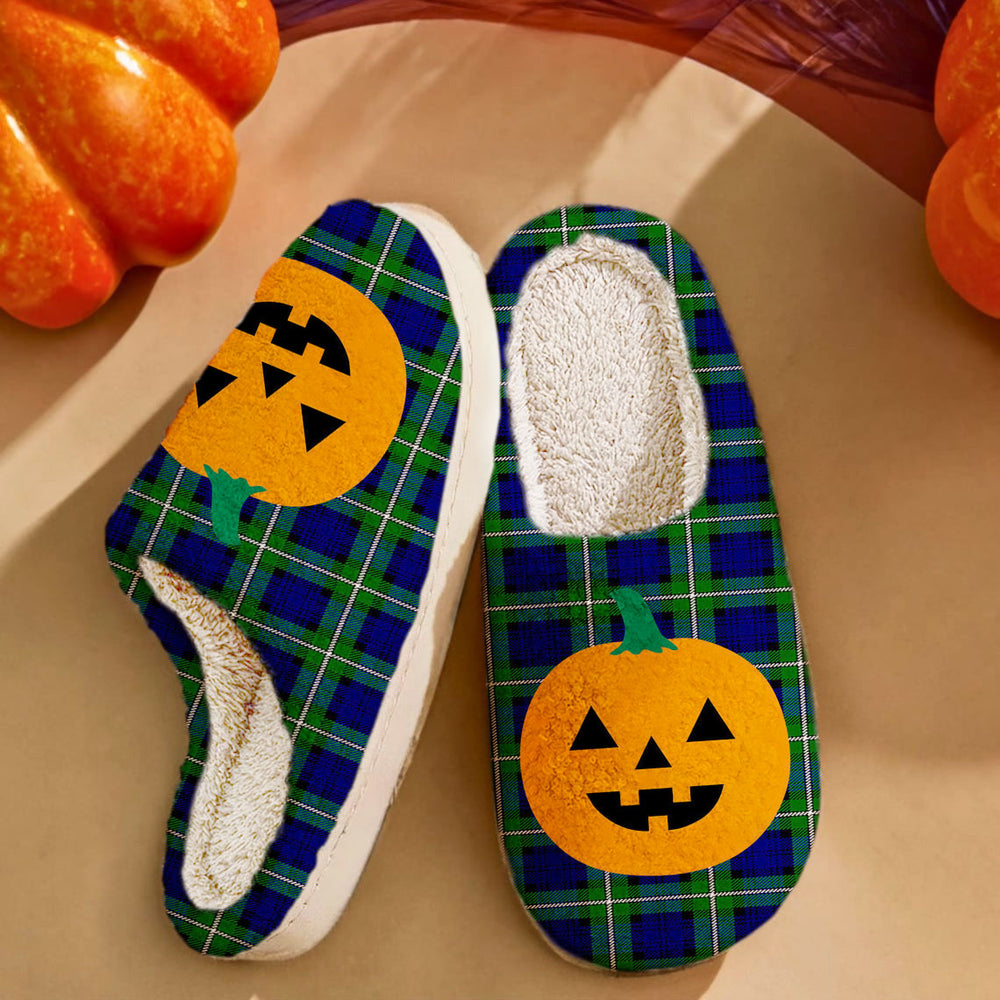 Clan Forbes Modern Tartan Halloween Pumpkin Slippers, Fluffy Spooky Slippers ZN76 Forbes Modern Tartan Tartan Halloween   
