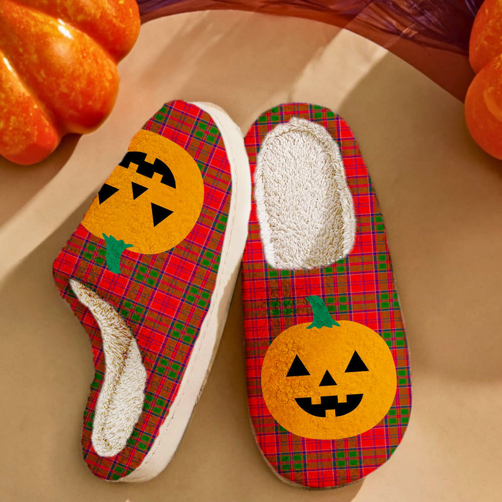 Clan Grant Modern Tartan Halloween Pumpkin Slippers, Fluffy Spooky Slippers YR18 Grant Modern Tartan Tartan Halloween   