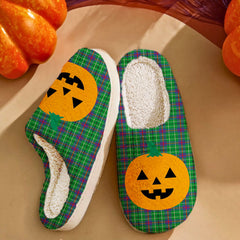 Clan Duncan Ancient Tartan Halloween Pumpkin Slippers, Fluffy Spooky Slippers QY22 Duncan Ancient Tartan Tartan Halloween   