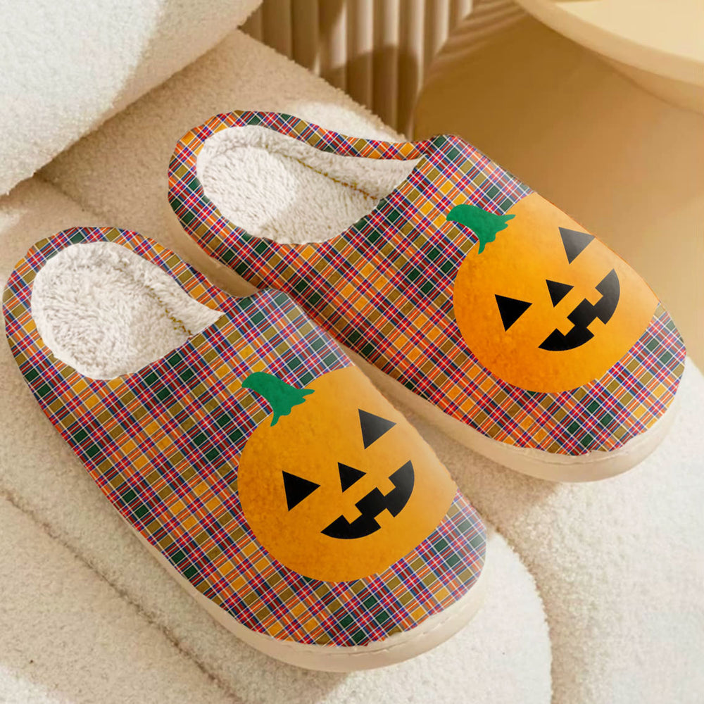 Clan Jacobite Tartan Halloween Pumpkin Slippers, Fluffy Spooky Slippers OI65 Jacobite Tartan Tartan Halloween   