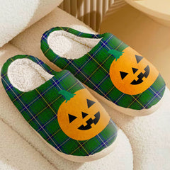 Clan Henderson Modern Tartan Halloween Pumpkin Slippers, Fluffy Spooky Slippers UN91 Henderson Modern Tartan Tartan Halloween   