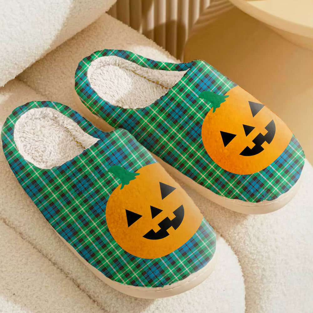 Clan Graham of Montrose Ancient Tartan Halloween Pumpkin Slippers, Fluffy Spooky Slippers QP47 Graham of Montrose Ancient Tartan Tartan Halloween   