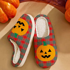 Clan Cumming Modern Tartan Halloween Pumpkin Slippers, Fluffy Spooky Slippers TY84 Cumming Modern Tartan Tartan Halloween   